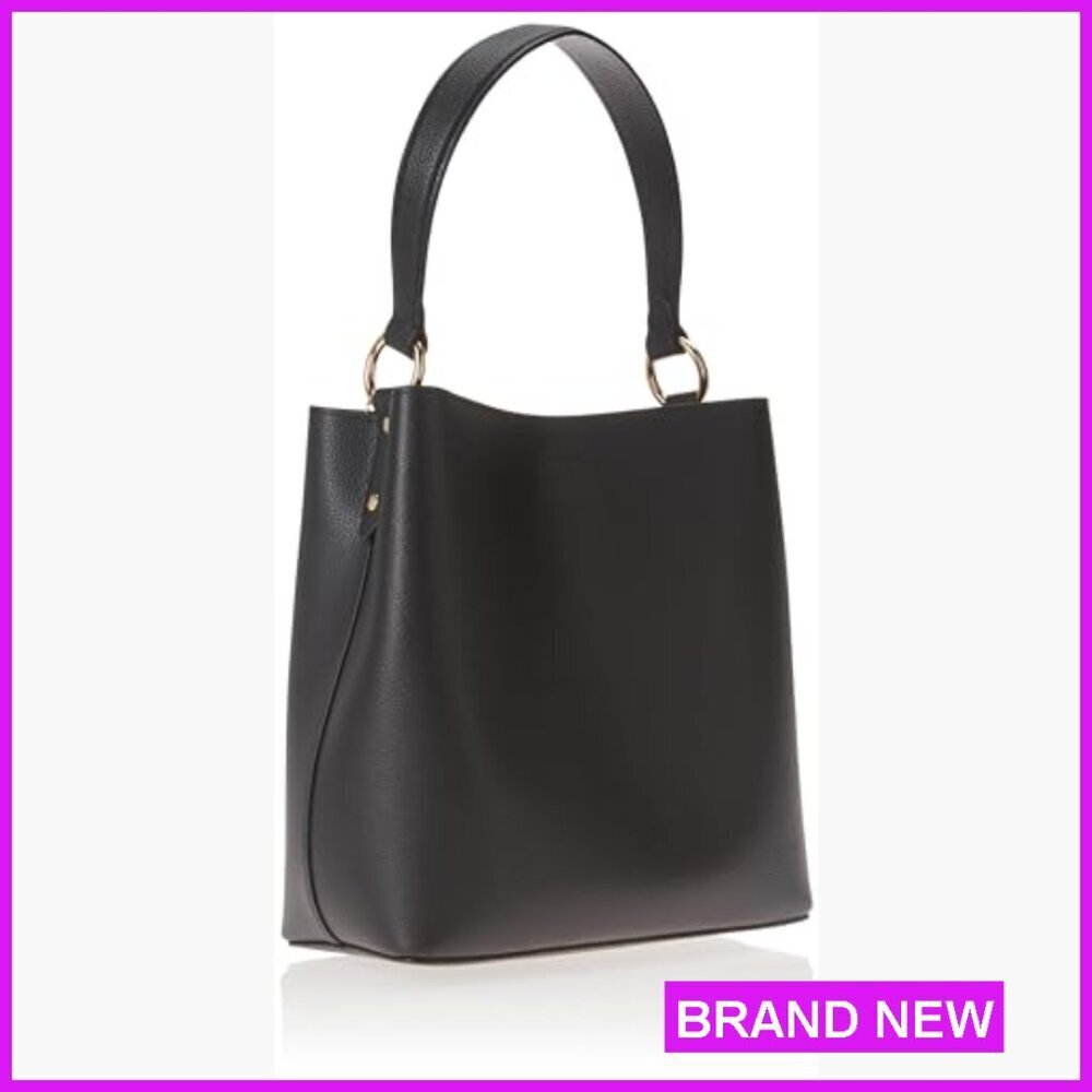 Leather Crossbody Bucket Bag Elegant Minimal Chic Versatile Wear Adjustable - Picture 4 of 7
